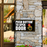 Push Button To Open Door 5x10 Hanging Plus Wall or Door Sign | Rustic Twine | Office and Workplace Signage