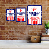 Portrait Round Plus American Pride: United We Stand Door or Wall Sign | Easy Installation | Patriotic Stars and Stripes USA Pride Sign