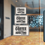 Classic Framed Plus I Drink Coffee Because Adulting Is Hard Wall or Door Sign | Funny Home or Office Décor