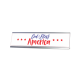 God Bless America 2 x 10" Desk Sign | Patriotic Office Decor