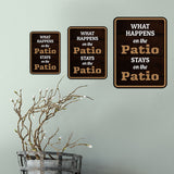 Portrait Round Plus What Happens On The Patio Stays On The Patio Wall or Door Sign | Funny Naughty Decor