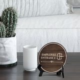 Employee Entrance Circle Table Sign with Acrylic Stand (5x5") | Business and Workplace Staff Sign