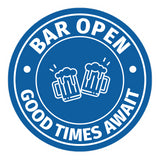 Signs ByLITA Circle Bar Open: Good Times Await ABS Plastic | Laser Engraved | Easy Installation | Elegant Design Wall or Door Sign