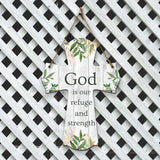 God is our refuge and strength Cross Hanging Sign | Rustic Twine | Inspiring Religious Bible Decor