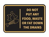 Signs ByLITA Classic Framed Do Not Put Any Food, Waste or Fat Down The Drains Door or Wall Sign Easy Installation | Health And Safety | Building And Hospitality Signs