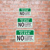 Classic Framed Plus Keep Our Lot Clean No Littering Dumping Cigarette Butts Door or Wall Sign | Health & Safety Signage