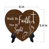 Sign ByLITA Heart Walk By Faith Not By Sight, Wood Color, Table Sign (6"x5")