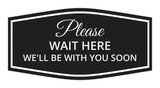 Signs ByLITA Fancy Please Wait Here for Your Turn. We'll Be With You Soon Easy Installation | Durable Construction | Barbers | Grooming and Styling | Hair Wall or Door Sign