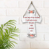 In the day of my trouble I will call to you, for you will answer me Cross Hanging Sign | Rustic Twine | Inspiring Religious Bible Decor