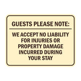 Signs ByLITA Classic Framed Guests Please Note: We accept no liability for injuries or property damage incurred during your stay Door or Wall Sign Easy Installation | Warning Health & Safety | Office & Venues
