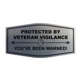 Signs ByLITA Fancy Protected by Veteran Vigilance: You've Been Warned! Easy Installation | Honor Veterans with Military Signs | US Pride | Businesses and Homes Wall or Door Sign