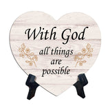 Reflective Religious Quote Signs Heart Table Sign with Acrylic Stand (6x5")