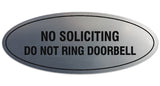 Signs ByLITA Oval No Soliciting Do Not Ring Doorbell Sign - Laser-Engraved Lettering | Durable ABS Plastic | Vibrant Colors | Powerful Foam Tape