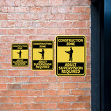Portrait Round Plus Construction Zone Adult Supervision Required Wall or Door Sign | Health And Safety Signage