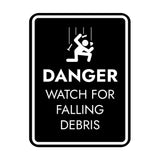 Signs ByLITA Portrait Round Danger Watch For Falling Debris Door or Wall Sign Easy Installation | Health And Safety | Building And Danger Signs