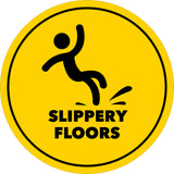 Circle Plus Slippery Floors Wall or Door Sign | Easy Installation | Office & Building Warning Signage