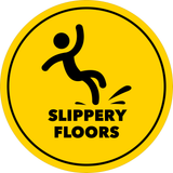Circle Plus Slippery Floors Wall or Door Sign | Easy Installation | Office & Building Warning Signage