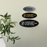Signs ByLITA Oval Please Don't Litter Keep This Place Clean Sign - Laser-Engraved Lettering | Durable ABS Plastic | Vibrant Colors | Powerful Foam Tape