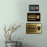 Signs ByLITA Classic Framed Atención Perro Peligroso Graphic Spanish Security Wall or Door Sign