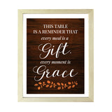 Designs ByLITA This Table Is A Reminder That Every Meal Is A Gift, Every Moment Is Grace, Framed Wall Art Print | Religious Church & Home Decor