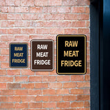 Signs ByLITA Portrait Round Raw Meat Fridge Door or Wall Sign Durable ABS Plastic | Laser Engraved | Easy Installation | Kitchen | Hygiene