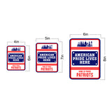 Portrait Round Plus American Pride Lives Here: Home of Proud Patriots Door or Wall Sign | Easy Installation | Patriotic Stars and Stripes USA Pride Sign