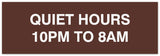 Signs ByLITA Basic Quiet Hours 10pm to 8am Sign - Laser-Engraved Lettering | Durable ABS Plastic | Vibrant Colors | Powerful Foam Tape