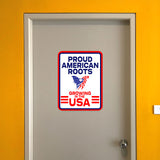 Portrait Round Plus Proud American Roots: Growing in the USA Door or Wall Sign | Easy Installation | Patriotic Stars and Stripes USA Pride Sign