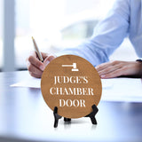 Judge's Chamber Circle Table Sign with Acrylic Stand (5x5") | Office Decor