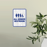 Portrait Round Plus All Gender Restroom Wall or Door Sign Easy Installation | Business & Public Bathroom Signs