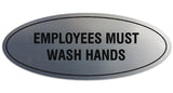 Signs ByLITA Oval Employees Must Wash Hands Sign - Laser-Engraved Lettering | Durable ABS Plastic | Vibrant Colors | Powerful Foam Tape