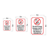 Portrait Round Plus The Use Of Soap, Shampoo And/Or Conditioner At This Shower Is Prohibited Wall or Door Sign | Indoor Gym Signage
