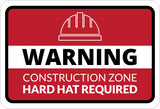 Classic Framed Plus Warning Construction Zone Hard Hat Required Door or Wall Sign | Workplace Health and Safety Warning Signage