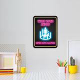 Portrait Round Plus Warp Zone Ahead: Enter with Caution Wall or Door Sign | Funny Naughty Décor