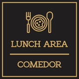 Signs ByLITA Square Lunch Area Door or Wall Sign | Spanish Bilingual Business And Office Signs