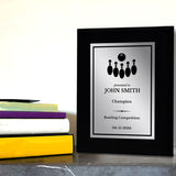 Bowling Customizable Black Frame Wooden Award Plaque | Easel Mount Option | Achievement and Recognition Personalizable Plaques