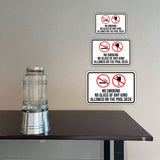 Classic Framed Plus No Smoking No Glass Of Any Kind Allowed On The Pool Deck Wall or Door Sign | Warning Signage