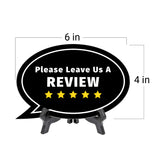 Please Leave Us A Review Oval Speech Bubble (6 x 4") Table Sign With Acrylic Easel