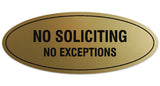 Signs ByLITA Oval No Soliciting No Exceptions Sign - Laser-Engraved Lettering | Durable ABS Plastic | Vibrant Colors | Powerful Foam Tape