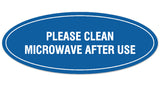 Signs ByLITA Oval Please Clean Microwave After Use Sign - Laser-Engraved Lettering | Durable ABS Plastic | Vibrant Colors | Powerful Foam Tape