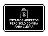 Signs ByLITA Classic Framed Estamos abiertos pero solo comida para llevar Door or Wall Sign