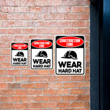 Portrait Round Plus Construction Zone Wear Hard Hat Wall or Door Sign | Health And Safety Signage