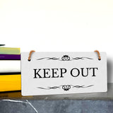 Keep Out 5" x 10" Hanging Wall or Door Sign | Rustic Twine | Stylish Business or Office Signage