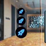 Circle Plus Rocket Neon Graphic Style Wall or Door Sign | Live Streamer Gaming Themed Decoration