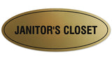 Signs ByLITA Oval JANITOR'S CLOSET Sign - Laser-Engraved Lettering | Durable ABS Plastic | Vibrant Colors | Powerful Foam Tape