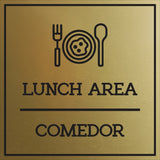 Signs ByLITA Square Lunch Area Door or Wall Sign | Spanish Bilingual Business And Office Signs