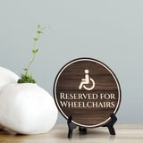 Reserved for Wheelchairs Circle Table Sign with Acrylic Stand (5x5") | Disability Sign