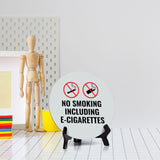 No Smoking Including E-Cigarettes Circle Table Sign with Acrylic Stand (5x5") | Home & Office Decor
