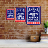 Portrait Round Plus Liberty and Justice for All Door or Wall Sign | Easy Installation | Patriotic Stars and Stripes USA Pride Sign