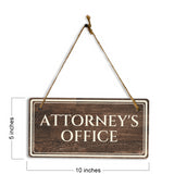 Attorney's Office 5" x 10" Hanging Wall or Door Sign | Legal and Court House Rustic Twine Signage